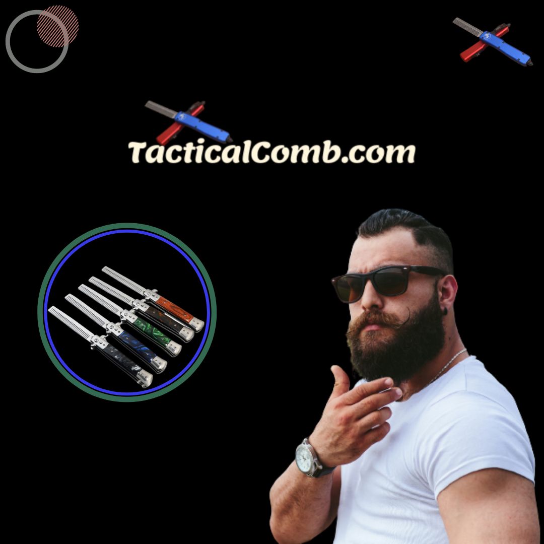 Tactical Comb Straight Jump Comb Automatic Spring Beard Tactical Comb