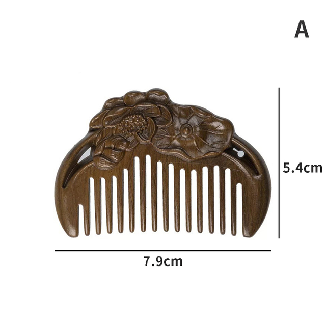 Simple Natural Green Sandalwood Whole Wood Carved Comb