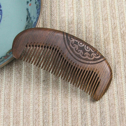 Comb Girl Anti-static Black Gold Sandalwood Exquisite Carving