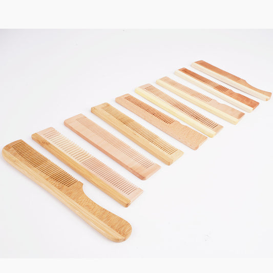 Wooden comb with bamboo handle