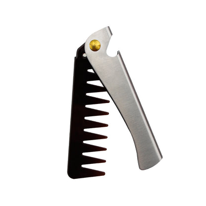 Stainless steel handle folding comb