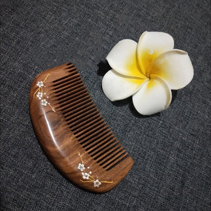 Gold Silk Sandalwood Comb Cute Comb Portable Small Christmas Gift