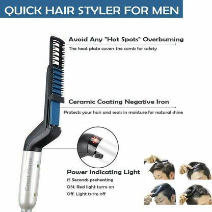 Hair Straightener Men Multifunctional Comb Curling Electric Brush