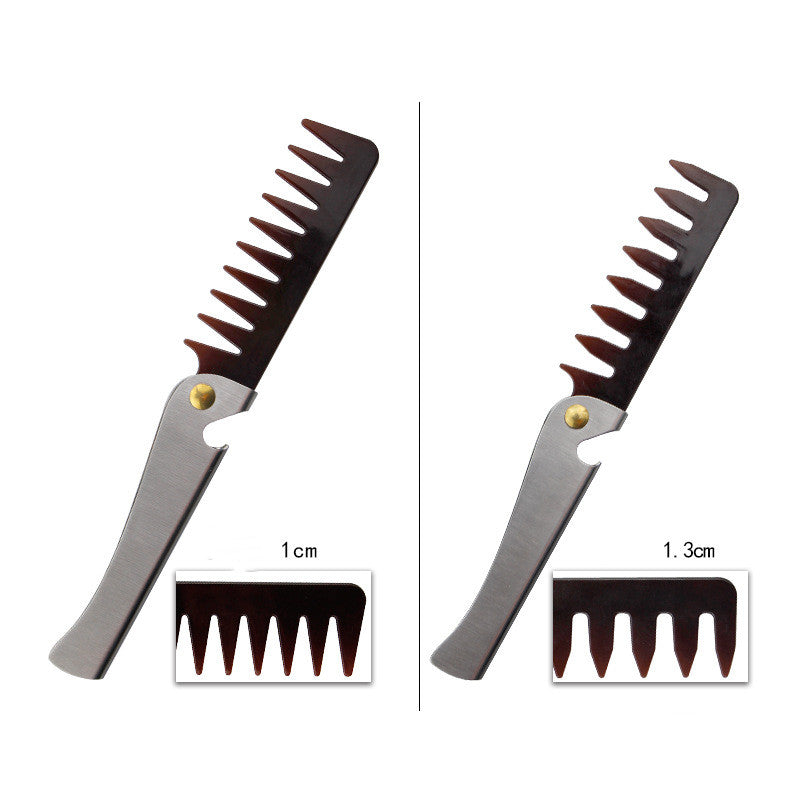 Stainless steel handle folding comb