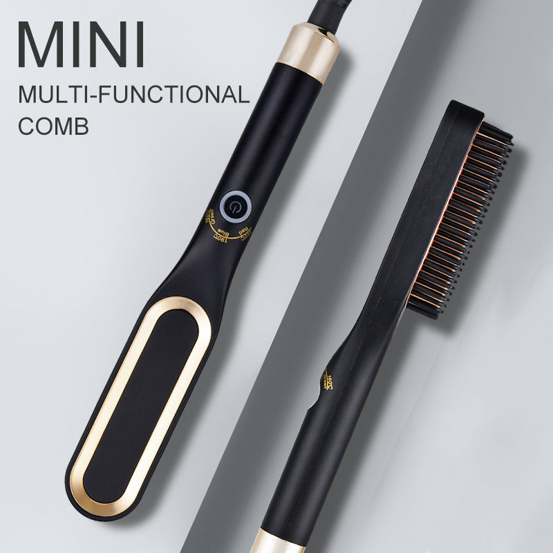 Mini Hair Straightener Brush Hot Comb Iron Ceramic