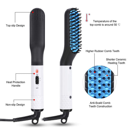 Multifunctional Hair Straightener Hair Comb Brush Men Beard