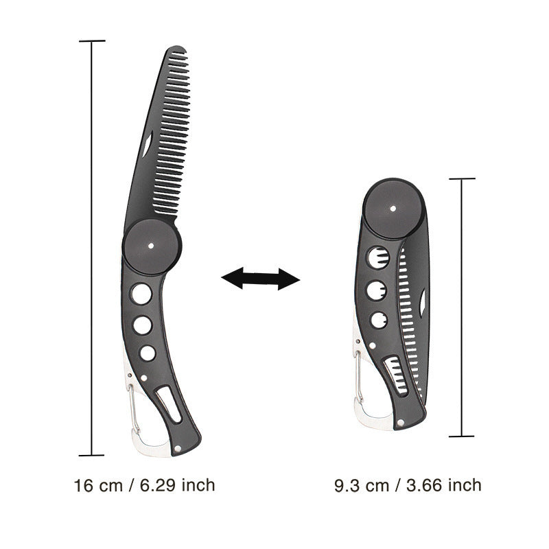 Men's Beard Mini Black Metal Folding Comb