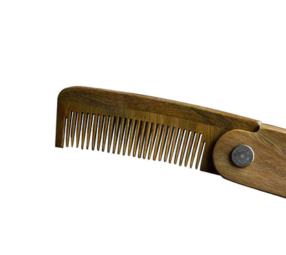 Sandalwood Portable Beard Comb Anti-static Folding