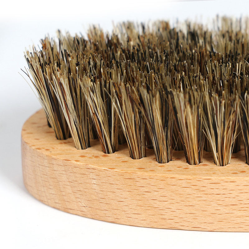 Oval Bluezoo Men's Care Flower Bristle Beech Wood Brush