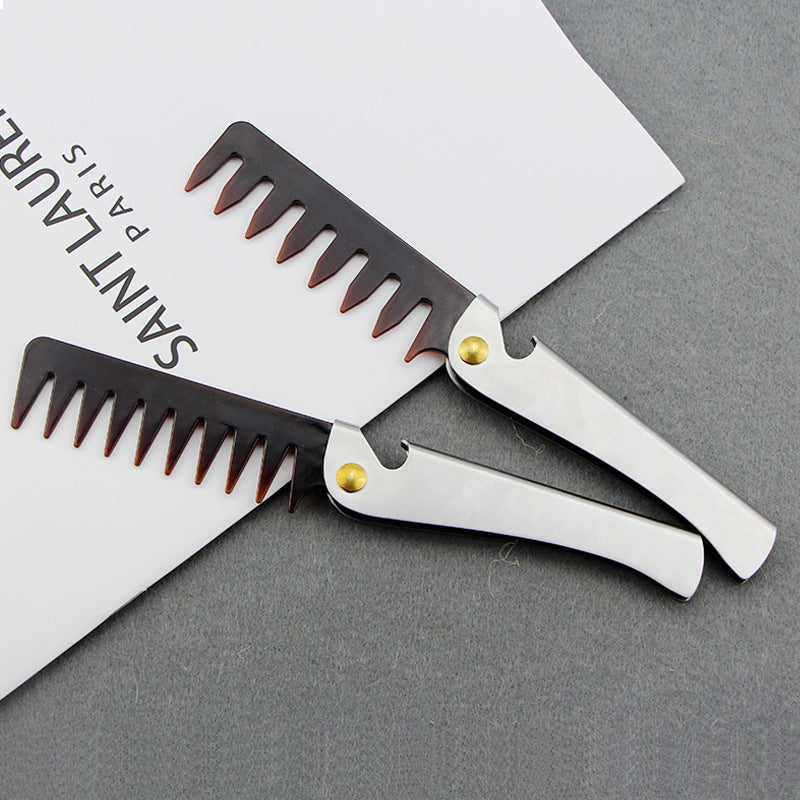 Stainless steel handle folding comb