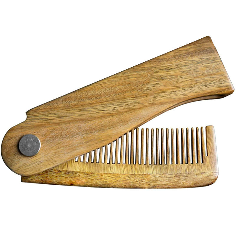 Sandalwood Portable Beard Comb Anti-static Folding