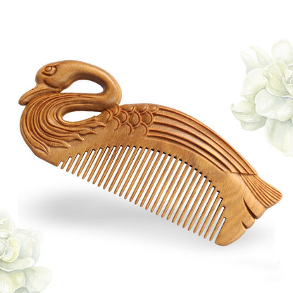 Simple Natural Green Sandalwood Whole Wood Carved Comb