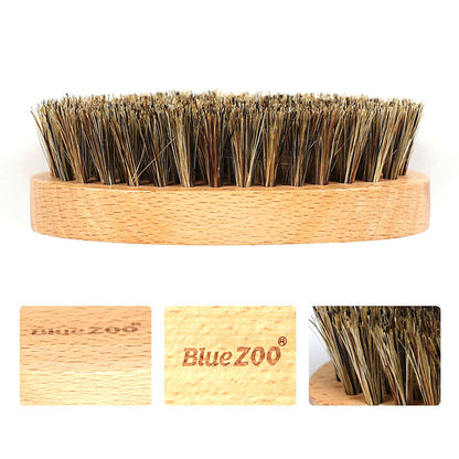 Oval Bluezoo Men's Care Flower Bristle Beech Wood Brush