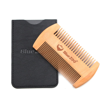 Pear Wood Double-sided Log Color Beard Comb Beard Portable Comb