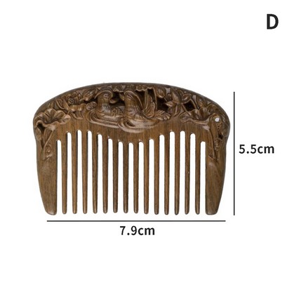 Simple Natural Green Sandalwood Whole Wood Carved Comb