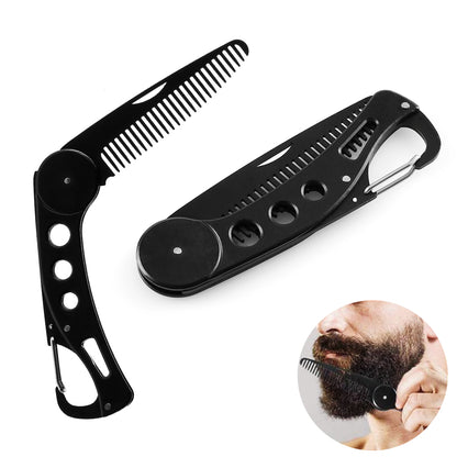 Stainless Steel Folding Beard Comb Multi-function Bottle Opener Key