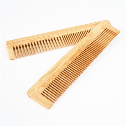 Wooden comb with bamboo handle