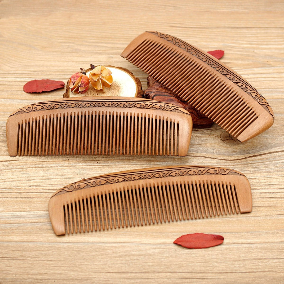 Carving series peach wood comb