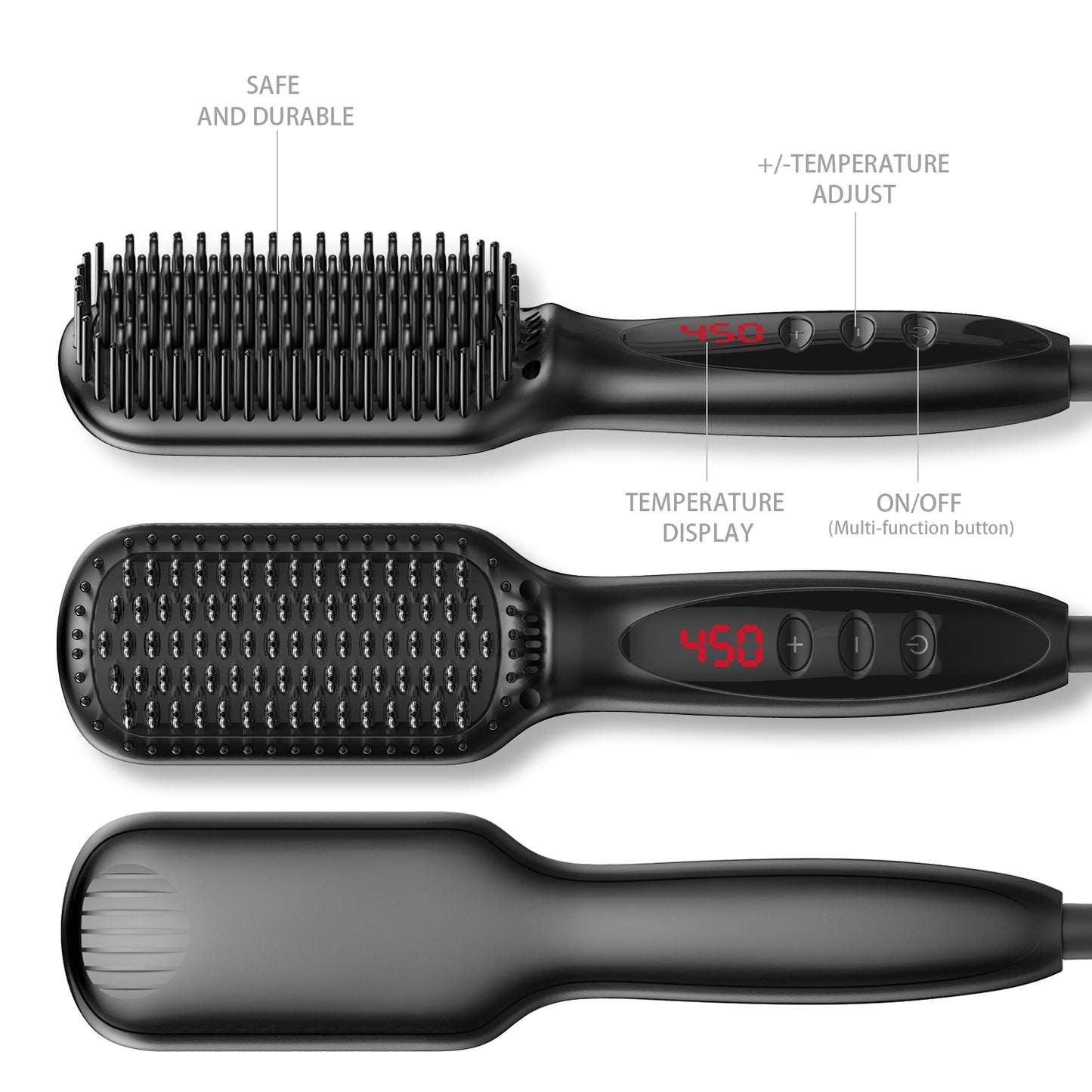 2 in1 Hair Straightener Brush Heating Beard Clip Comb Styler