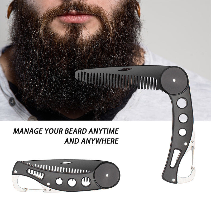 Men's Beard Mini Black Metal Folding Comb