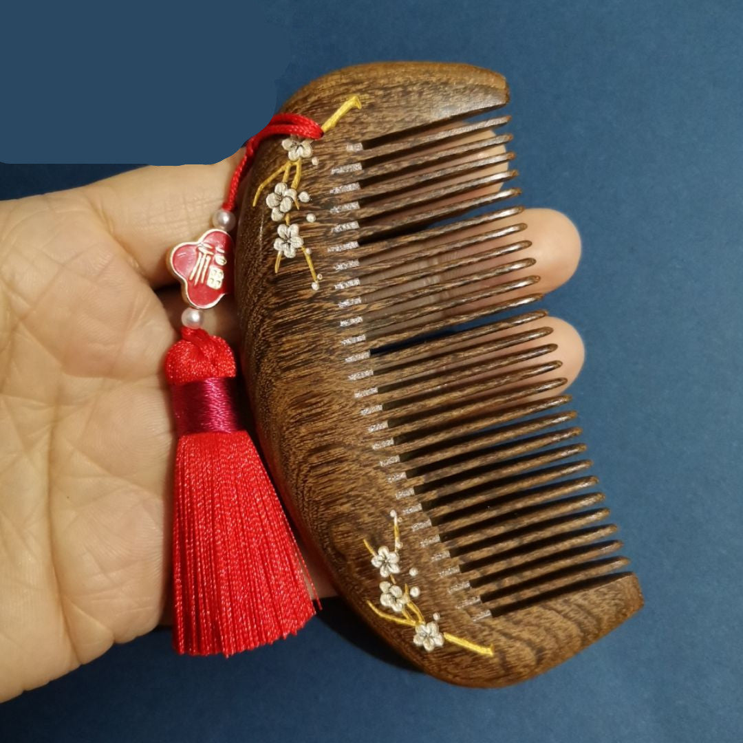 Gold Silk Sandalwood Comb Cute Comb Portable Small Christmas Gift