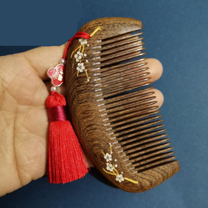 Gold Silk Sandalwood Comb Cute Comb Portable Small Christmas Gift