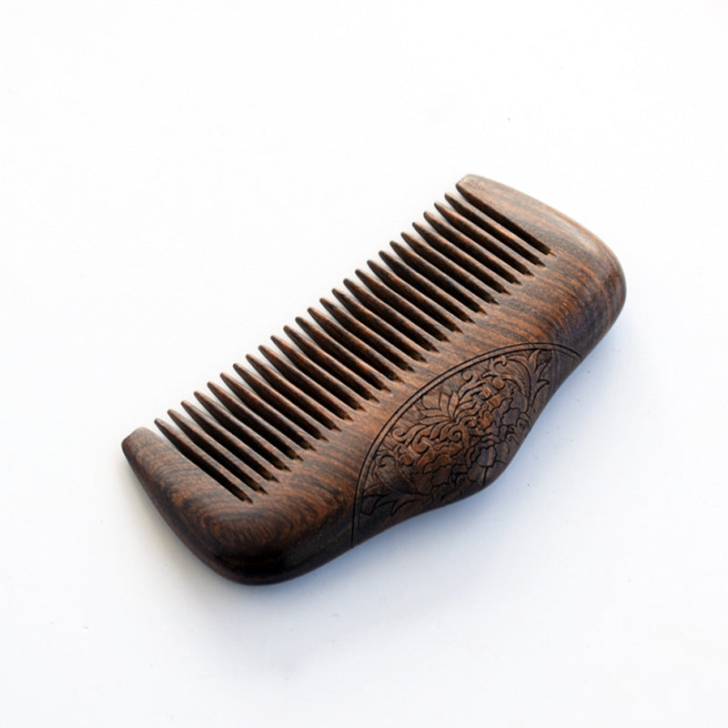 Golden Sandalwood Double Sided Carved Trumpet Comb