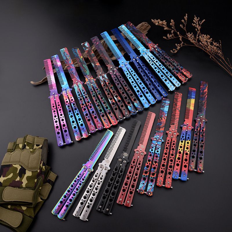 Folding Butterfly Comb Stainless Steel Practice – Tactical Comb