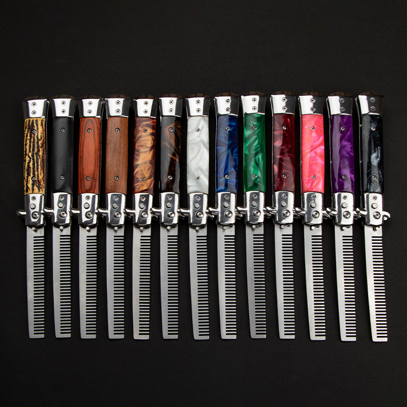 Comb Stainless Steel Automatic Spring Folding Portable – Tactical Comb