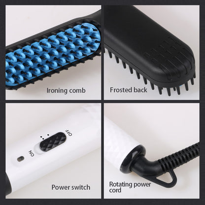 2 in1 Hair Straightener Brush Heating Beard Clip Comb Styler