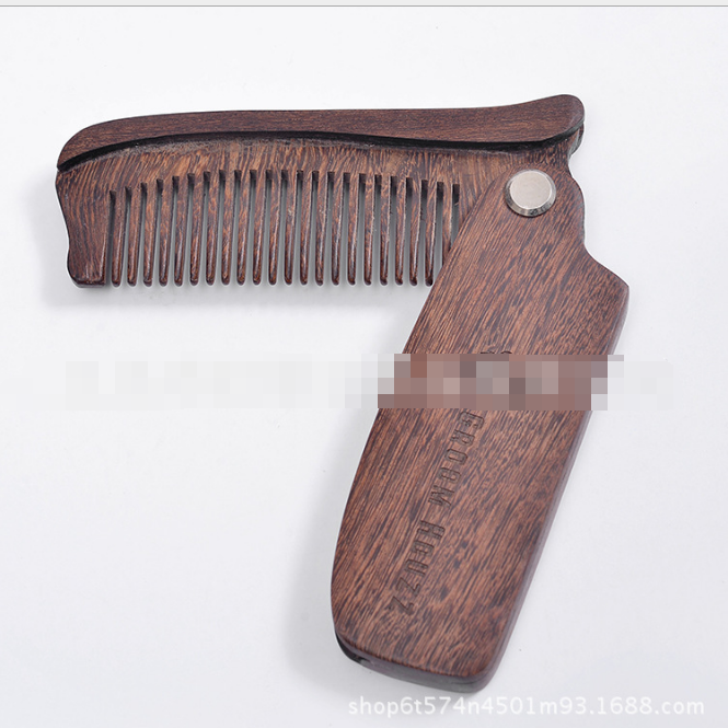 Folding comb beard comb black gold sandalwood comb