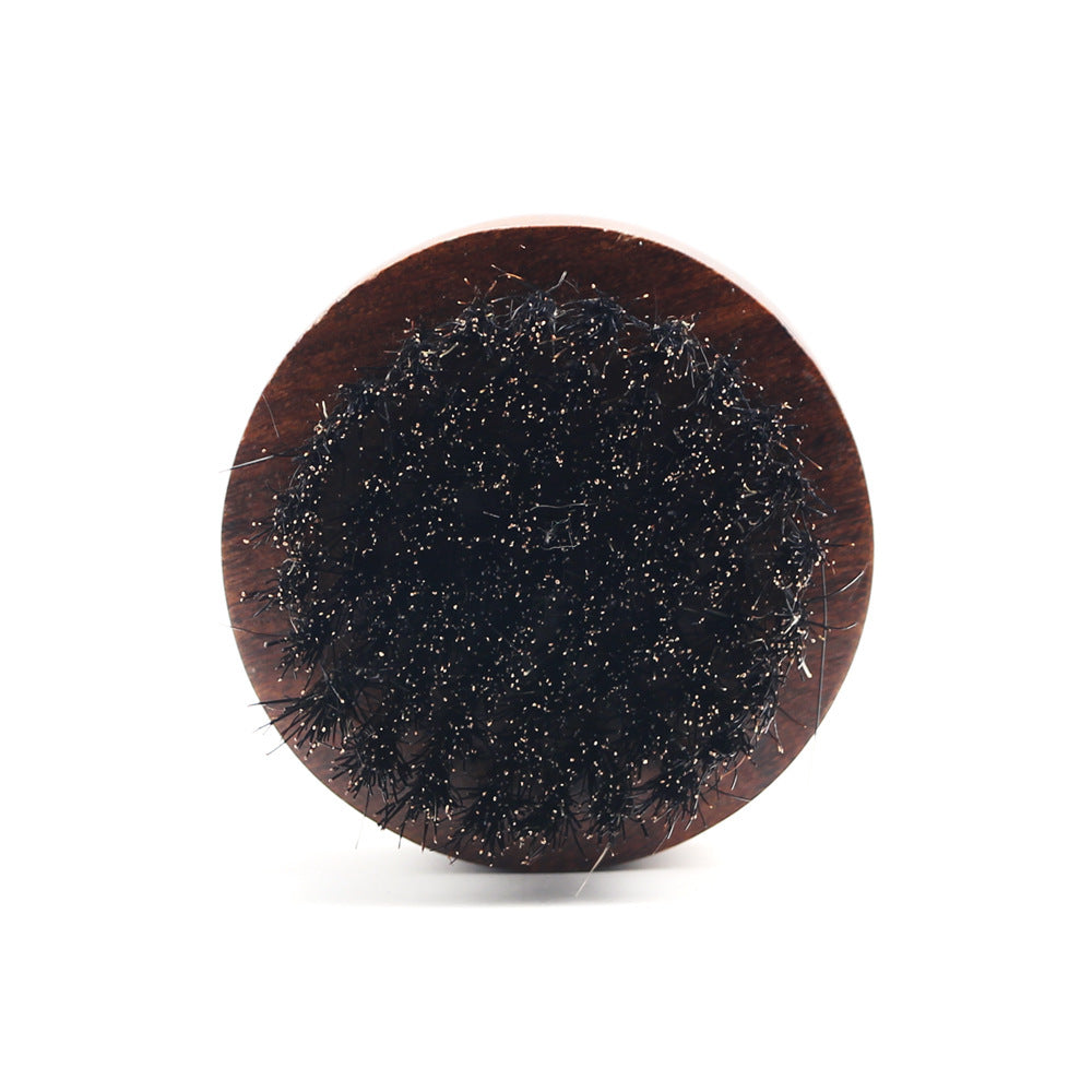 Black Gold Sandalwood Round Boar Bristles Beard Brush