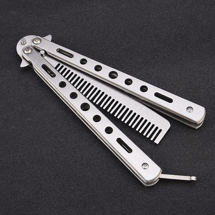 Outdoor Foldable Comb Stainless Steel Practice Training Butterfly Comb