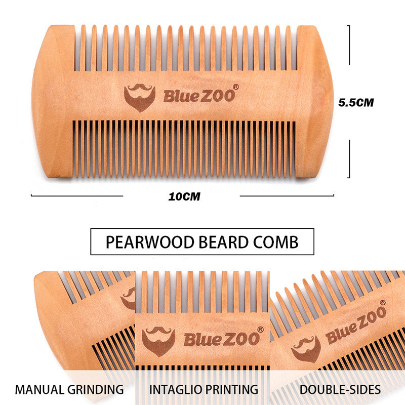 Pear Wood Double-sided Log Color Beard Comb Beard Portable Comb