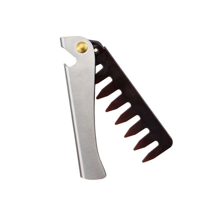 Stainless steel handle folding comb