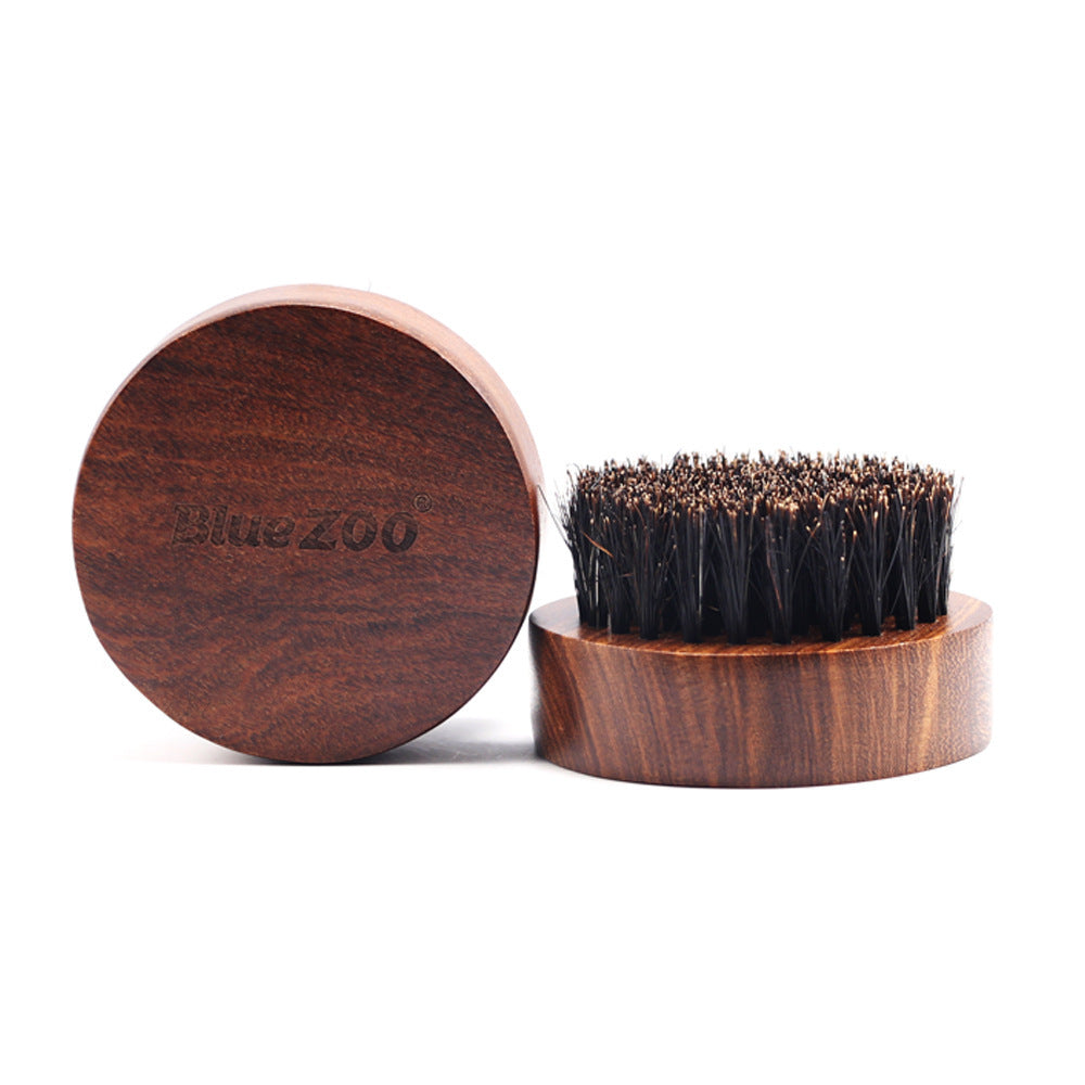 Black Gold Sandalwood Round Boar Bristles Beard Brush