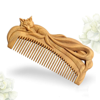 Simple Natural Green Sandalwood Whole Wood Carved Comb