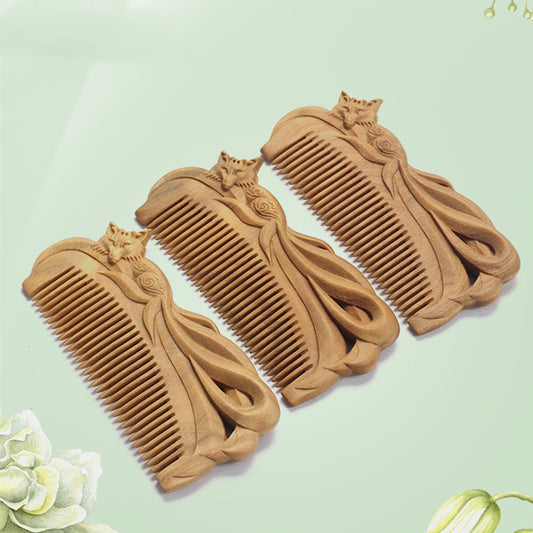 Simple Natural Green Sandalwood Whole Wood Carved Comb