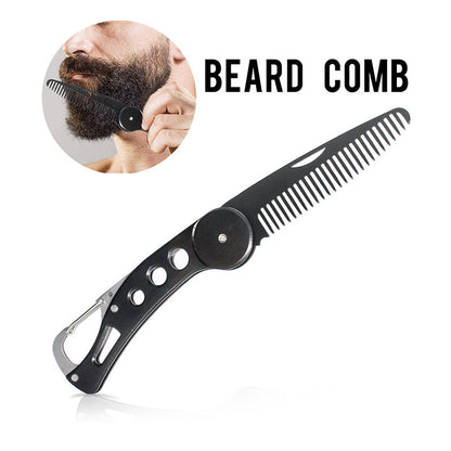 Men's Beard Mini Black Metal Folding Comb