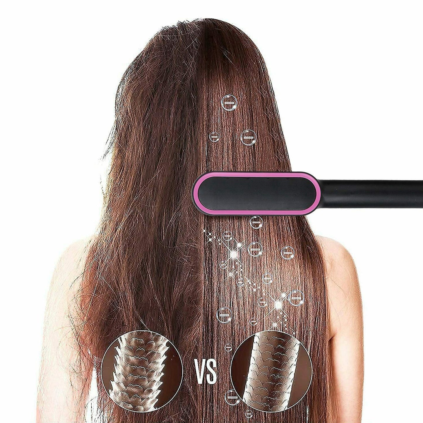 2-in-1 Electric Hair Straightener Brush Hot Comb Adjustment Heat Styling Curler