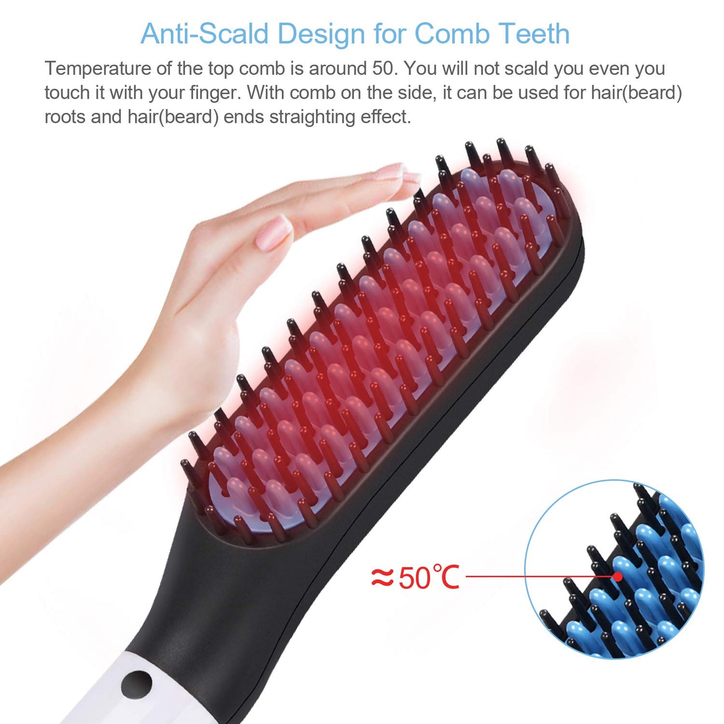 2 in1 Hair Straightener Brush Heating Beard Clip Comb Styler