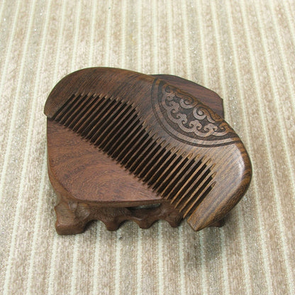 Comb Girl Anti-static Black Gold Sandalwood Exquisite Carving