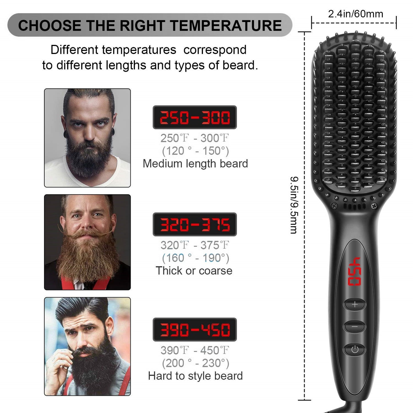 2 in1 Hair Straightener Brush Heating Beard Clip Comb Styler