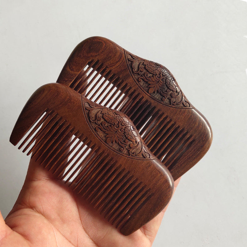 Golden Sandalwood Double Sided Carved Trumpet Comb