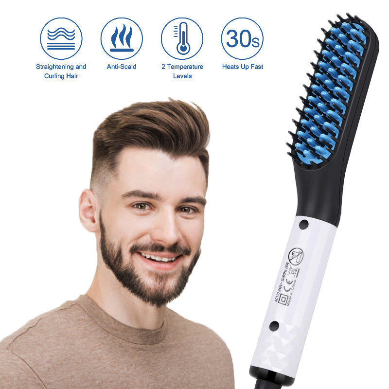 2 in1 Hair Straightener Brush Heating Beard Clip Comb Styler