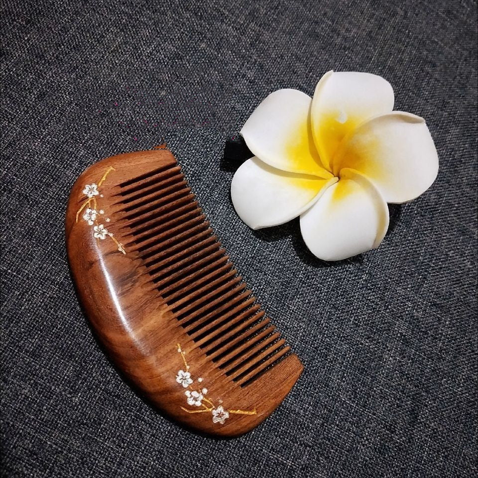 Gold Silk Sandalwood Comb Cute Comb Portable Small Christmas Gift