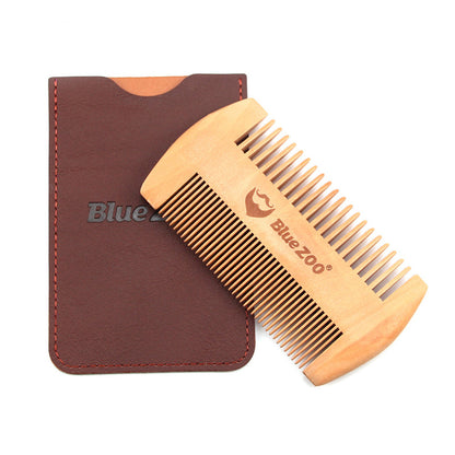 Pear Wood Double-sided Log Color Beard Comb Beard Portable Comb