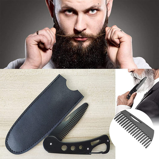 Stainless Steel Folding Beard Comb Multi-function Bottle Opener Key