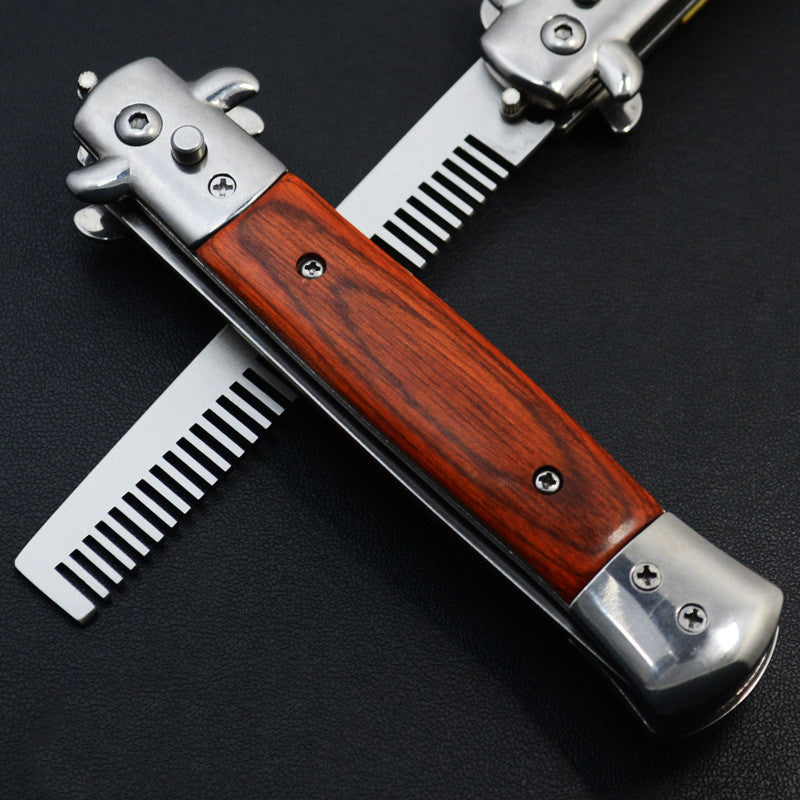 Foldable Comb Pro Automatic Spring Jump Comb Pocket Stainless Steel ...