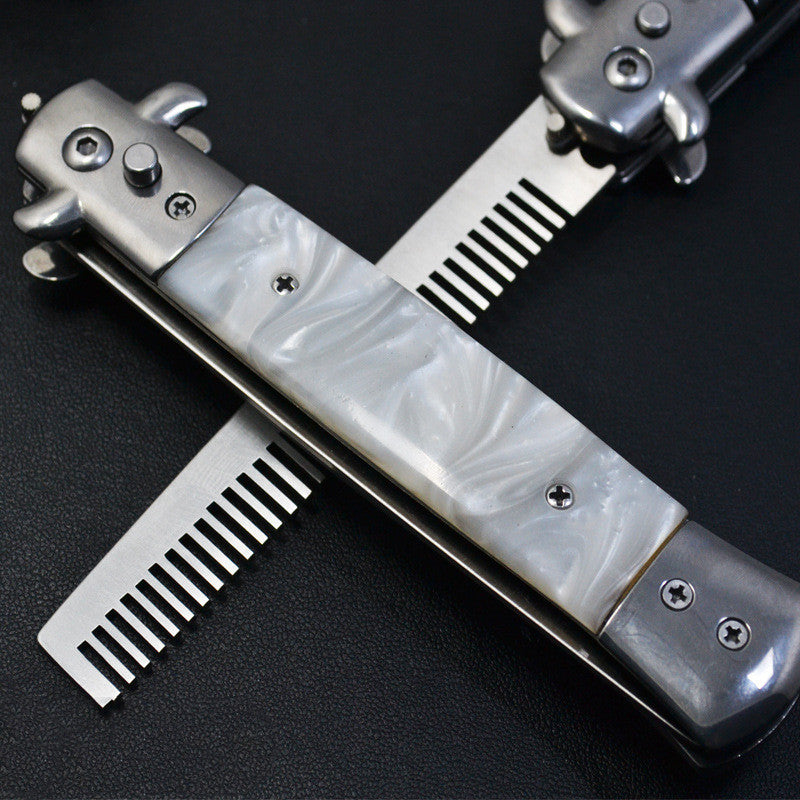 Foldable Comb Pro Automatic Spring Jump Comb Pocket Stainless Steel